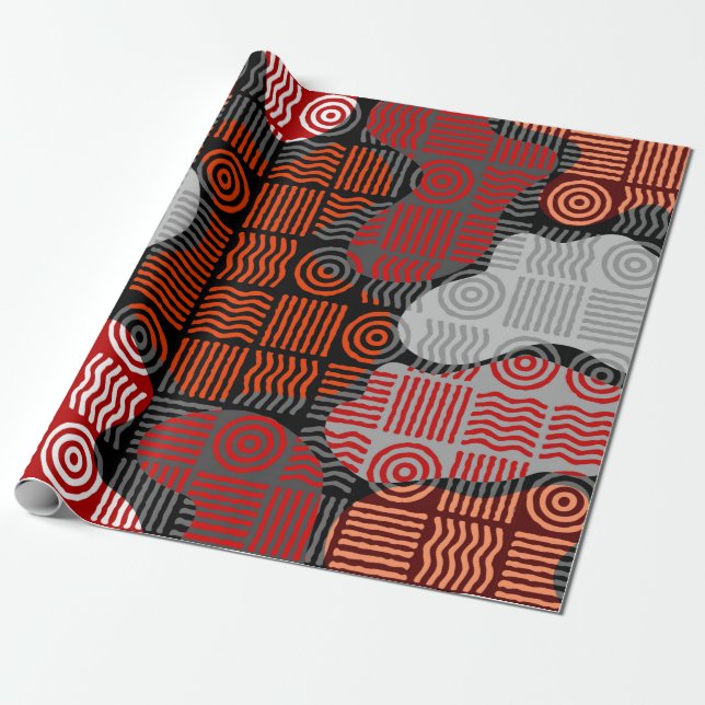 Brown tribal geometric background in block patchwo wrapping paper (Unrolled)
