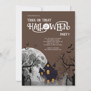 Brown Trick or Treat Kids Halloween Costume Party Invitation