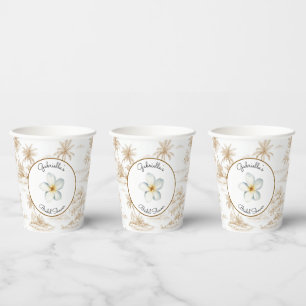 Brown Tropical Island Palm Trees Bridal Shower Paper Cups