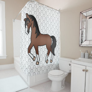 Brown Trotting Horse Cute Cartoon Illustration