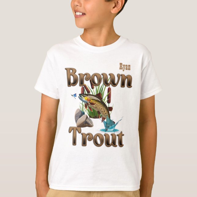 Brown Trout Boy's Customizable  T-Shirt (Front)