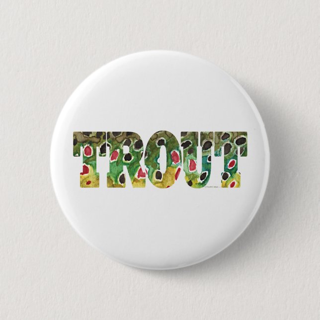 Brown Trout Design 2 Inch Round Button (Front)