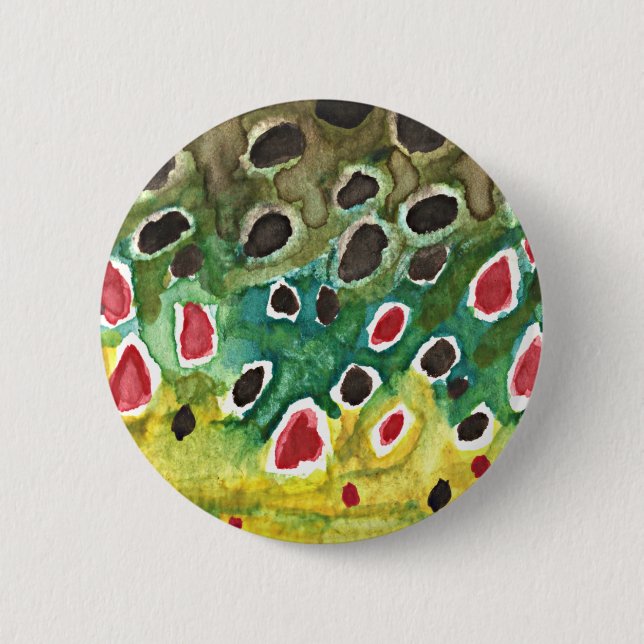 Brown Trout Fish 2 Inch Round Button (Front)