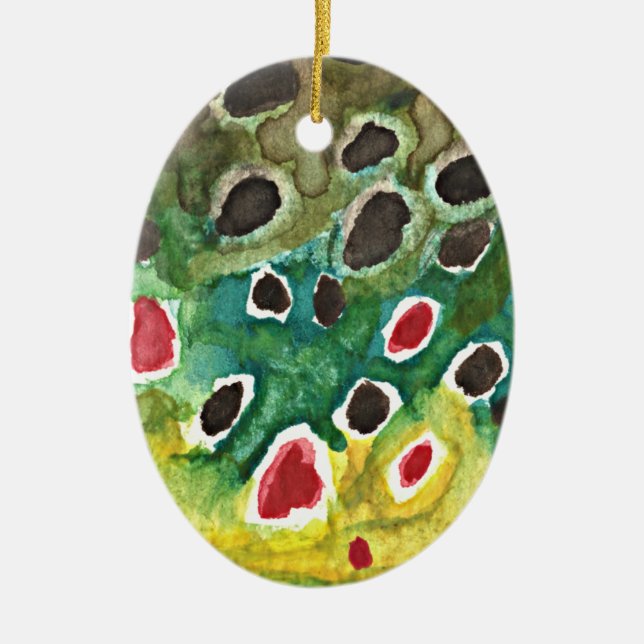 Brown Trout Fish Ceramic Ornament (Front)