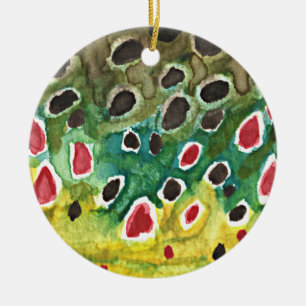 Brown Trout Fish Ceramic Ornament