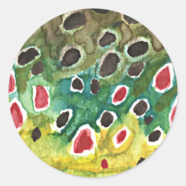 Brown Trout Fish Classic Round Sticker (Front)