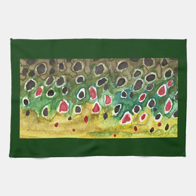 Brown Trout Fish Kitchen Towel (Horizontal)