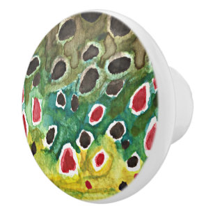 Brown Trout Fishing Ceramic Knob