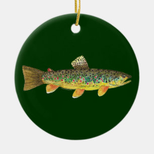 Brown Trout Fishing Ceramic Ornament