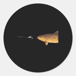 Brown Trout Fishing Hook Fisherman Angler Men Wome Classic Round Sticker