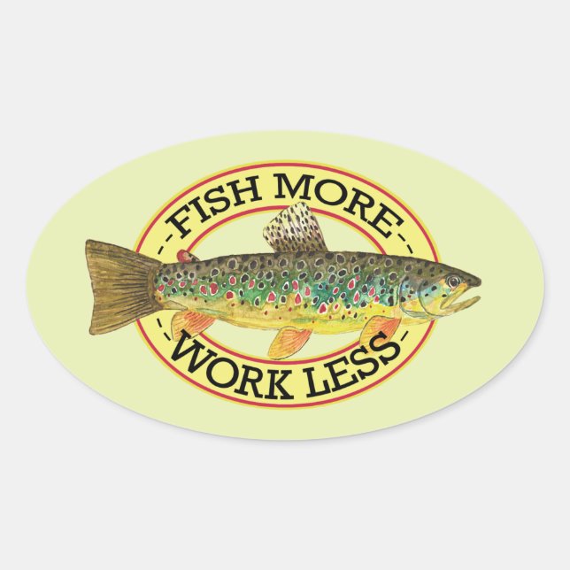 Brown Trout Fishing Oval Sticker (Front)