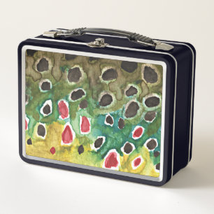 Brown Trout Fly Fishermans Metal Lunch Box
