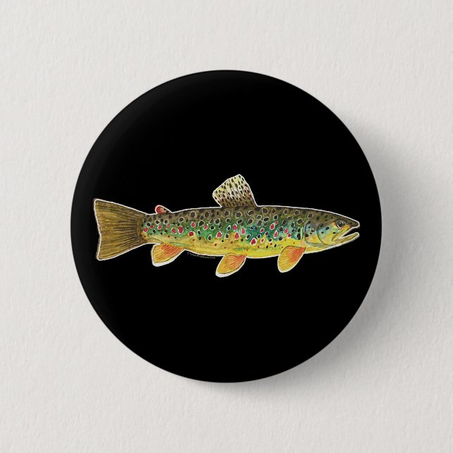 Brown Trout Fly Fishing Angling Ichthyology 2 Inch Round Button (Front)