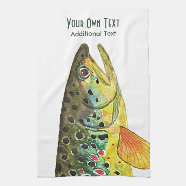 Brown Trout Fly Fishing, Ichthyology Kitchen Towel (Vertical)