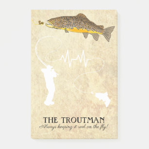 Brown Trout Fly Fishing Lure Post-it Notes