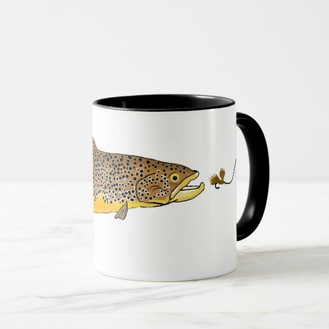 Brown Trout Fly Fishing Mug (Front Right)