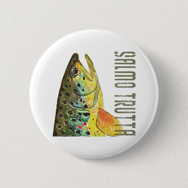 Brown Trout Ichthyology, Fishing, Fly Fishing 2 Inch Round Button (Front)