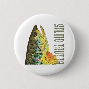 Brown Trout Ichthyology, Fishing, Fly Fishing 2 Inch Round Button