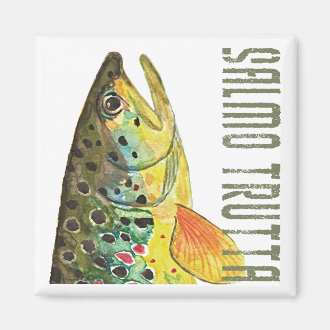 Brown Trout Ichthyology, Fishing, Fly Fishing Magnet (Front)