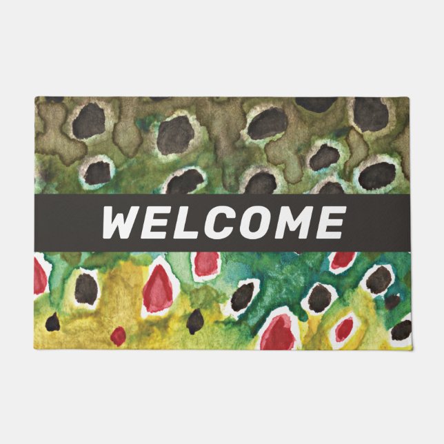 Brown Trout Skin Fly Fishing Beautiful Welcome Doormat (Front)