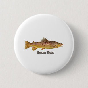 Brown Trout (titled) 2 Inch Round Button