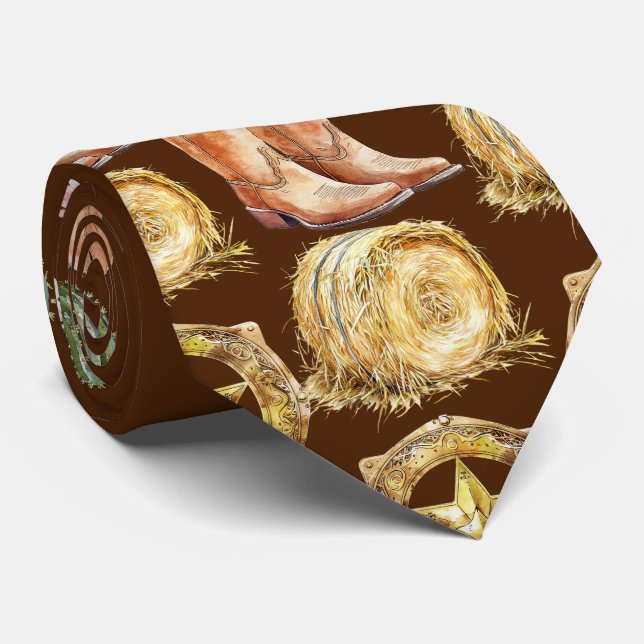 Brown Tumbleweed Boots Rustic Countrym Neck Tie (Rolled)