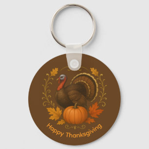 Brown Turkey Keychain - Happy Thanksgiving