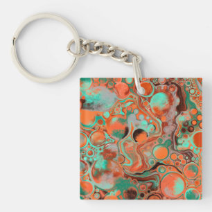 Brown, Turquoise, Art Libre De Marbre Orange
