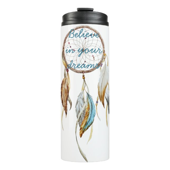 Brown Turquoise Dream Catcher Thermal Tumbler (Front)