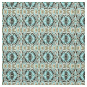 Brown Turquoise Green Bali Batik Style Pattern Fabric