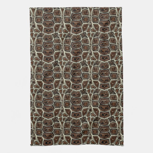 Brown Turtle Shell Pattern Kitchen Towel (Vertical)