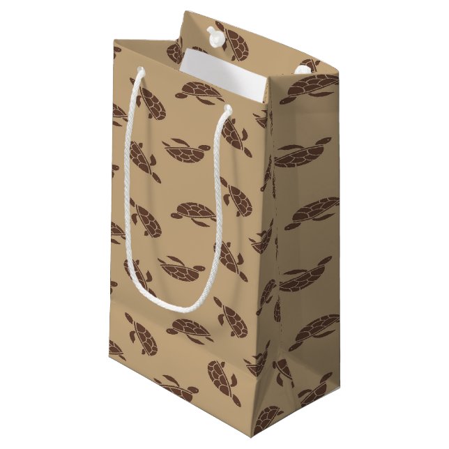 Brown turtle silhouette small gift bag (Front Angled)