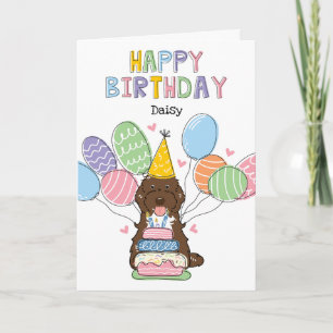 Brown Tuxedo Cockapoo Cavapoo Dog Happy Birthday Card