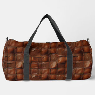 Brown Versatile Leather Look Travel Duffel Bag