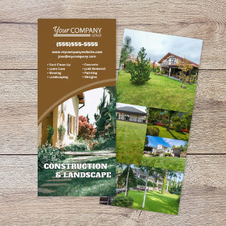 Brown, Vertical Company Ad with Photos and Logo Rack Card