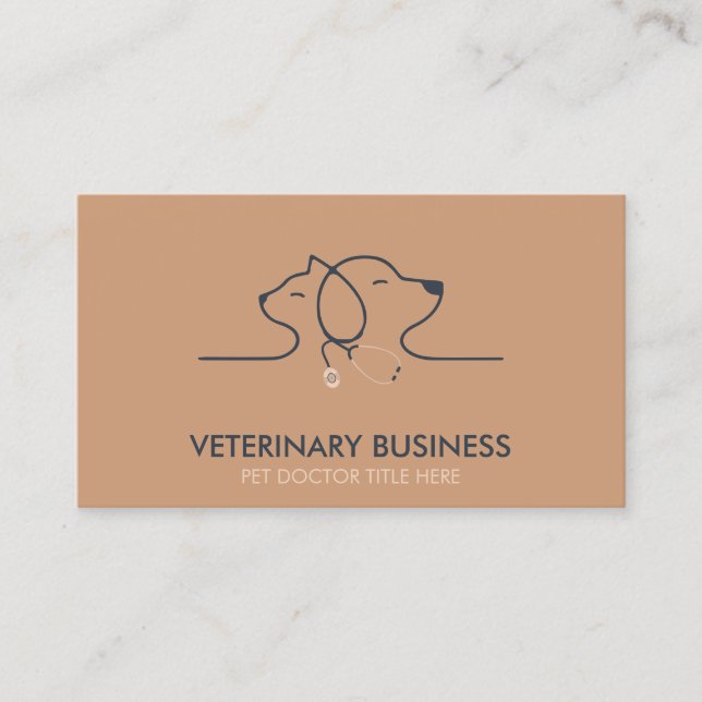 Brown Veterinary Paw Pet Doctor Animal Business Card (Front)