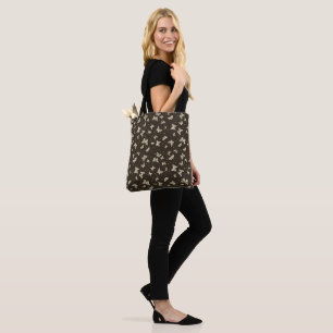 Brown vintage butterfly motif pattern tote bag