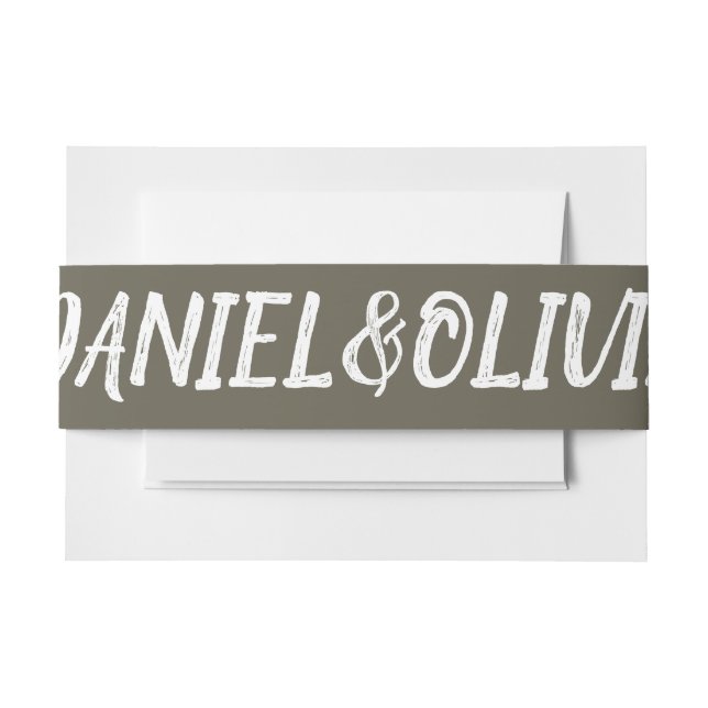 Brown Vintage Classic Wedding Invitation Belly Band (Front Example)