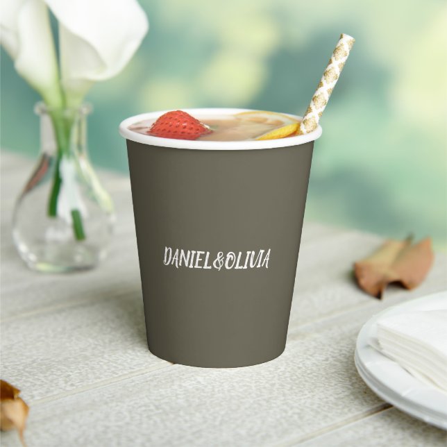 Brown Vintage Classic Wedding  Paper Cups (Insitu)