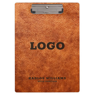 Brown Vintage faux leather Clipboard