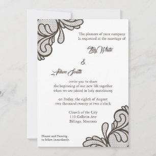 Brown Vintage Lace Wedding - Invitation