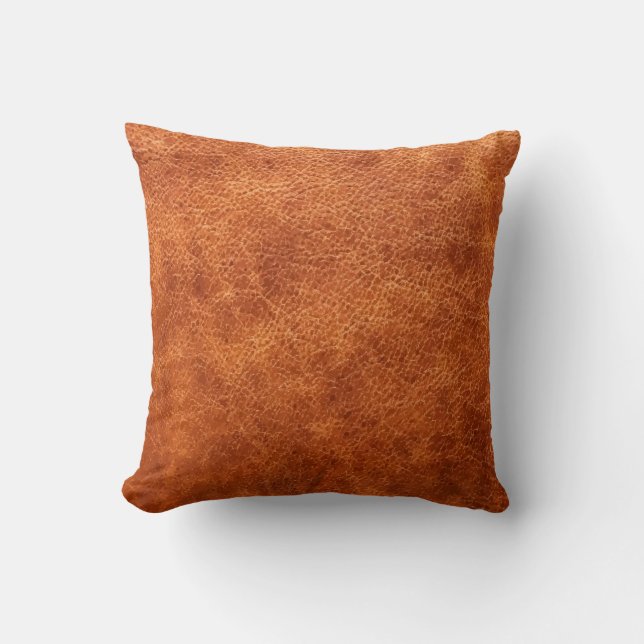 Brown vintage leather texture throw pillow (Front)