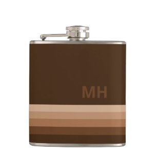 Brown Vintage Monogram Hip Flask