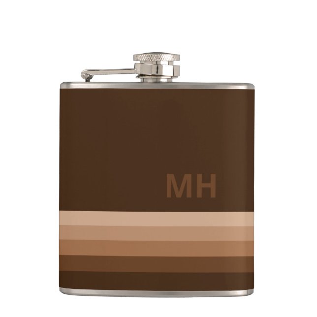 Brown Vintage Monogram Hip Flask (Front)