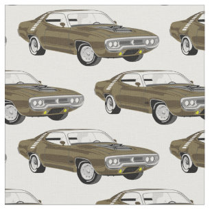 Brown Vintage Muscle Car Fabric