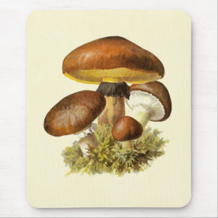 Brown Vintage Mushroom Mouse Pad