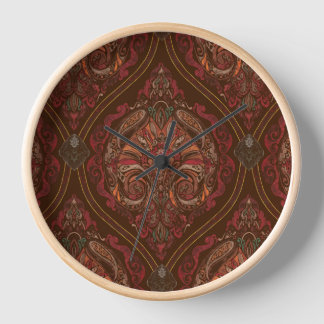 Brown Vintage Paisley Mandala Wall Clock