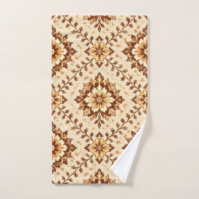 Brown vintage shabby pattern hand towel (Hand Towel)