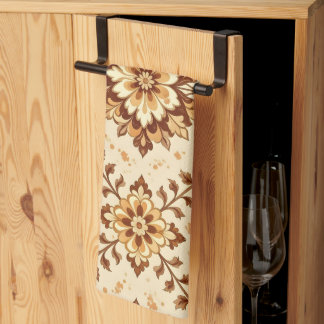 Brown vintage shabby pattern kitchen towel