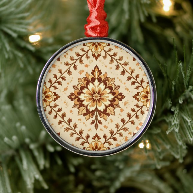 Brown vintage shabby pattern metal ornament (Tree)